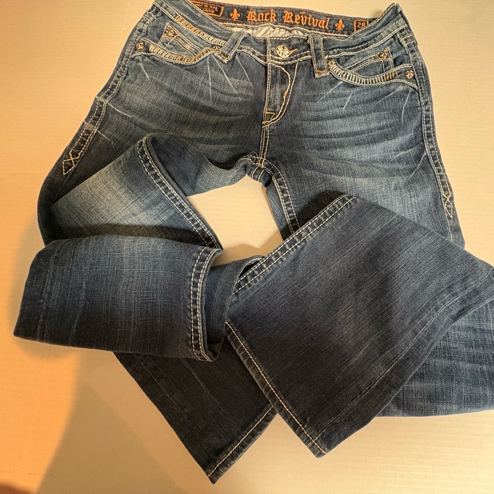 Rock Revival Dark Wash Elaina Boot Cut Jeans Vintage Wash Size 28 - Picture 2 of 16